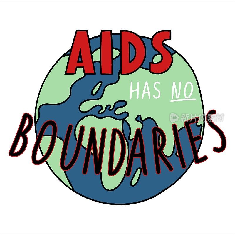 Aids has no boundaries lettering illustration